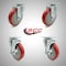 Service Caster 5 Inch SS Red Polyurethane Swivel Top Plate Caster Set with 2 Brakes SCC SCC-SS20S514-PPUB-RED-2-TLB-2 - alternate 5